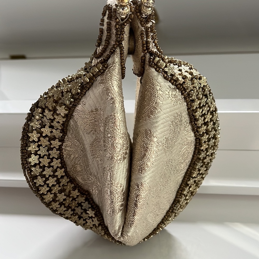 NWOT Golden Brocade Fortune Cookie Clutch/Bridal Wristlet